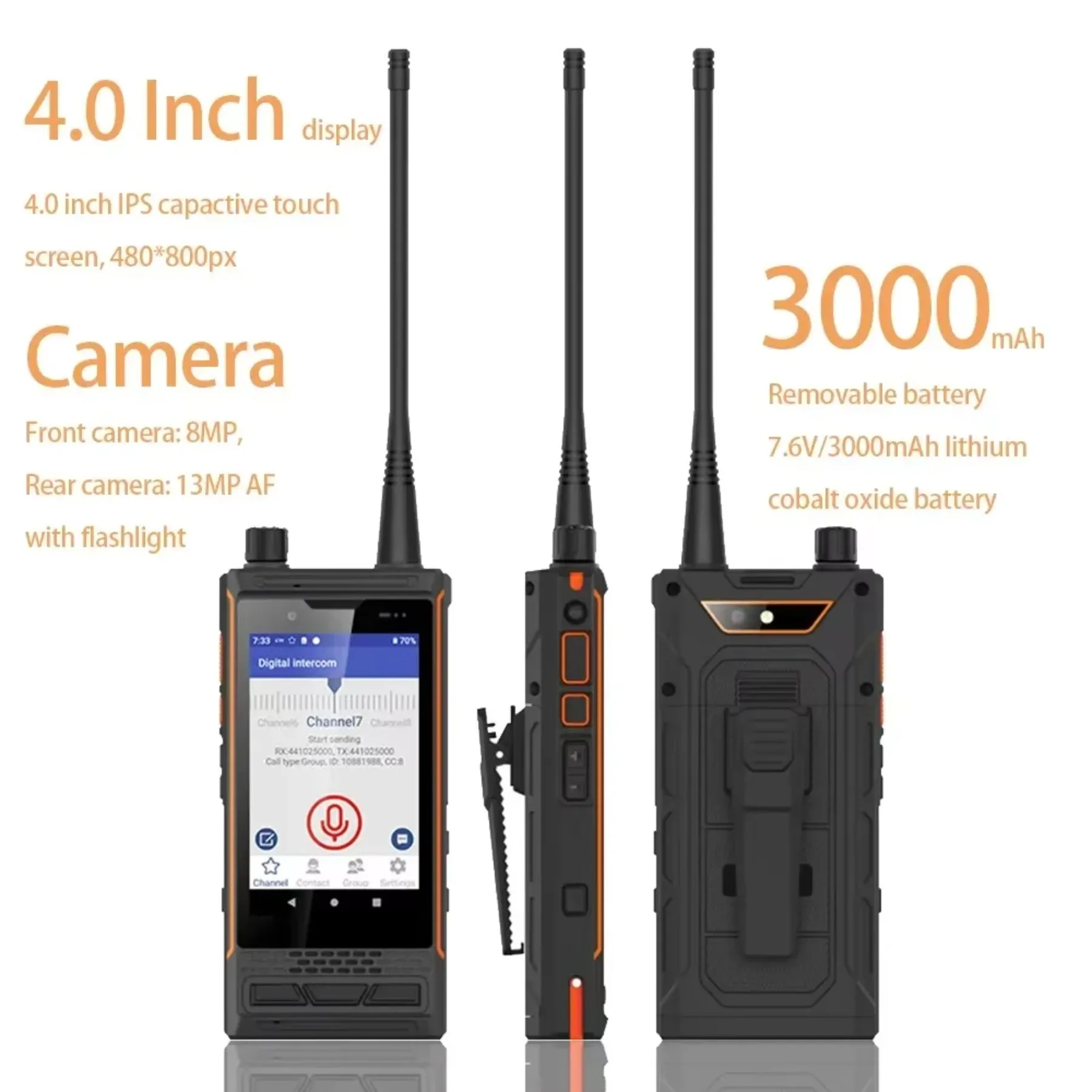 UNIWA P4 IP68 4G Smartphones Android 9 DMR Analog Walkies Talkies UHF/VHF 4GB+64GB 3000mAh Phone NFC Suitable for Environments