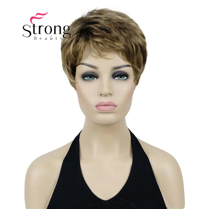 

StrongBeauty Короткий светло-коричневый парик для женщин Прямой синтетический женский парик на каждый день ВЫБОР ЦВЕТА