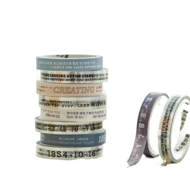 Lot de 1 boîte/4 rouleaux de ruban adhésif Washi « Poèmes de Maîtres Littéraires », motif texte classique fin, fournitures décoratives pour albums DIY et scrapbooking