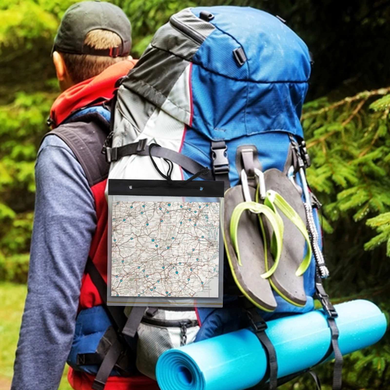 Waterproof Foldable Map Storage Case Transparent Document Dry Bag Trail Map Case Hiking Passport Holder Outdoor Camping Hiking view 4