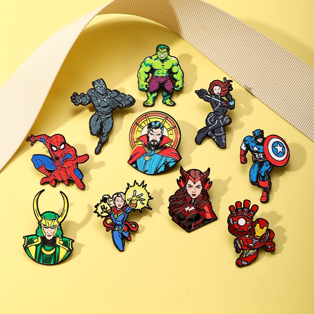 10er-Set kreative Cartoon-Charakter-Emaille-Pins – coole Metall-Reversnadeln für Rucksäcke und Kleidung – Detail 3