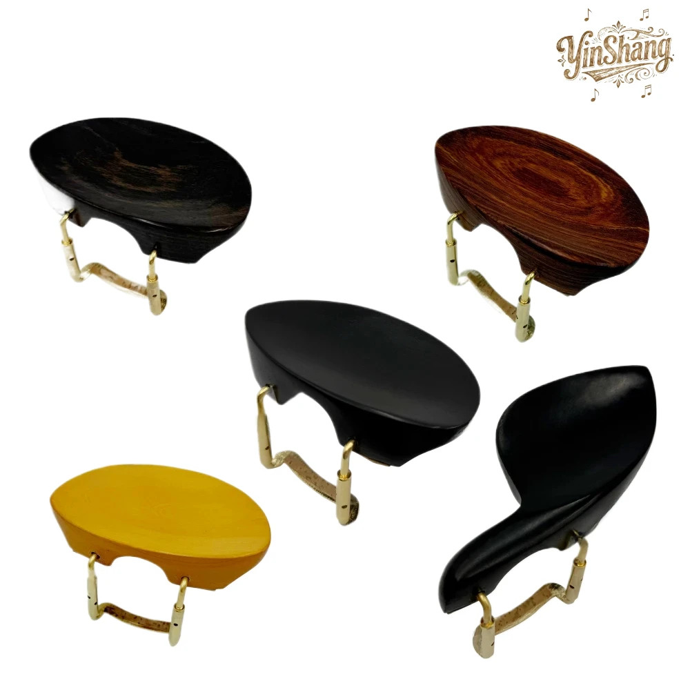 4/4 حجم اليد اليسرى الكمان Chinrest مع حامل دعامة تثبيت مشبك الفلين الأبنوس خشب الورد استبدال Chinrest لعازفي الكمان اليد اليسرى
