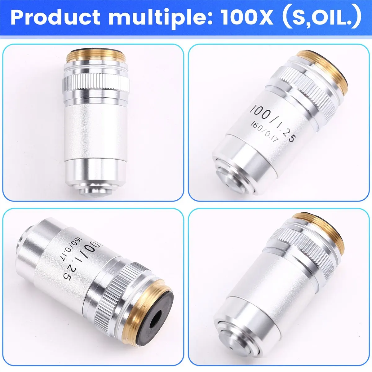 Objectif achromatique DT81 195, lentille optique 100x, distance entre les images 195 mm, objectif de microscope biologique