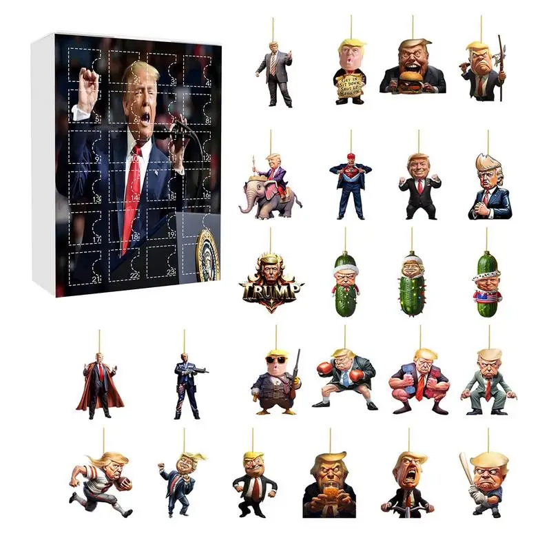 

2D Trump Advent Calendar 24 Days Christmas Countdown Calendar Donald Trump Gift Box Xmas Tree Hanging Pendants Ornament Gifts