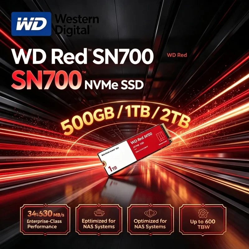 Western Digital SN700 WD Red M.2 2280 PCIe4.0 NVMe SSD 500GB 1TB 2TB Reliable NAS Drive For Desktop PC & Notebook Storage