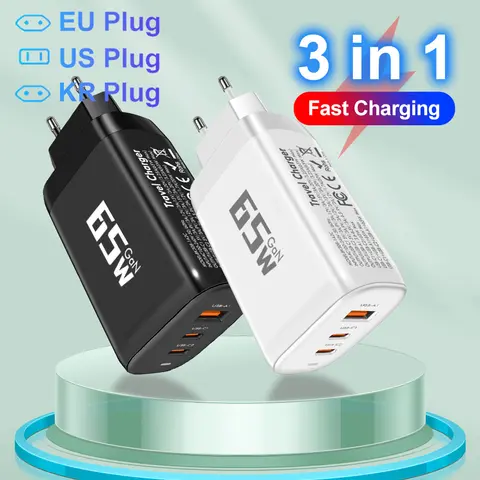 65W GaN USB Type C Charger For  PPS 45W 25W Fast Charge For Samsung Xiaomi Realme mobile iPhone15 14 13 Pro Phone
