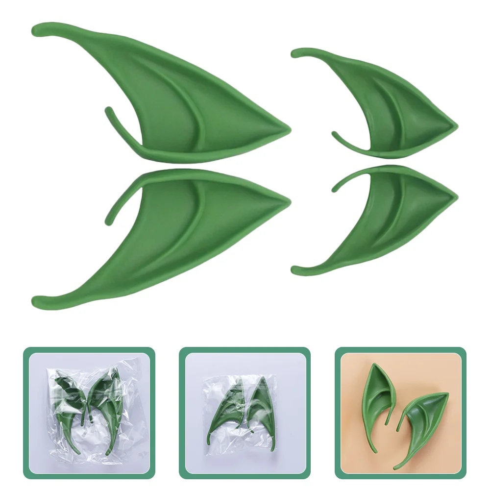 2 쌍 라텍스 엘프 귀 가장 무도회 요정 할로윈 소품 여성용 갈색 의상 의류 에멀젼