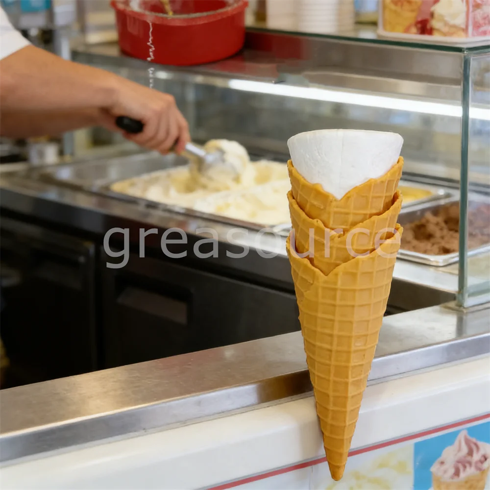 Modelo de Cono de Waffle de PVC de 13.5cm, Cono de Helado Crujiente Apilado Artificial, Accesorio de Comida Falsa Realista, Muestra de Panadería, Exhibición de Mesa