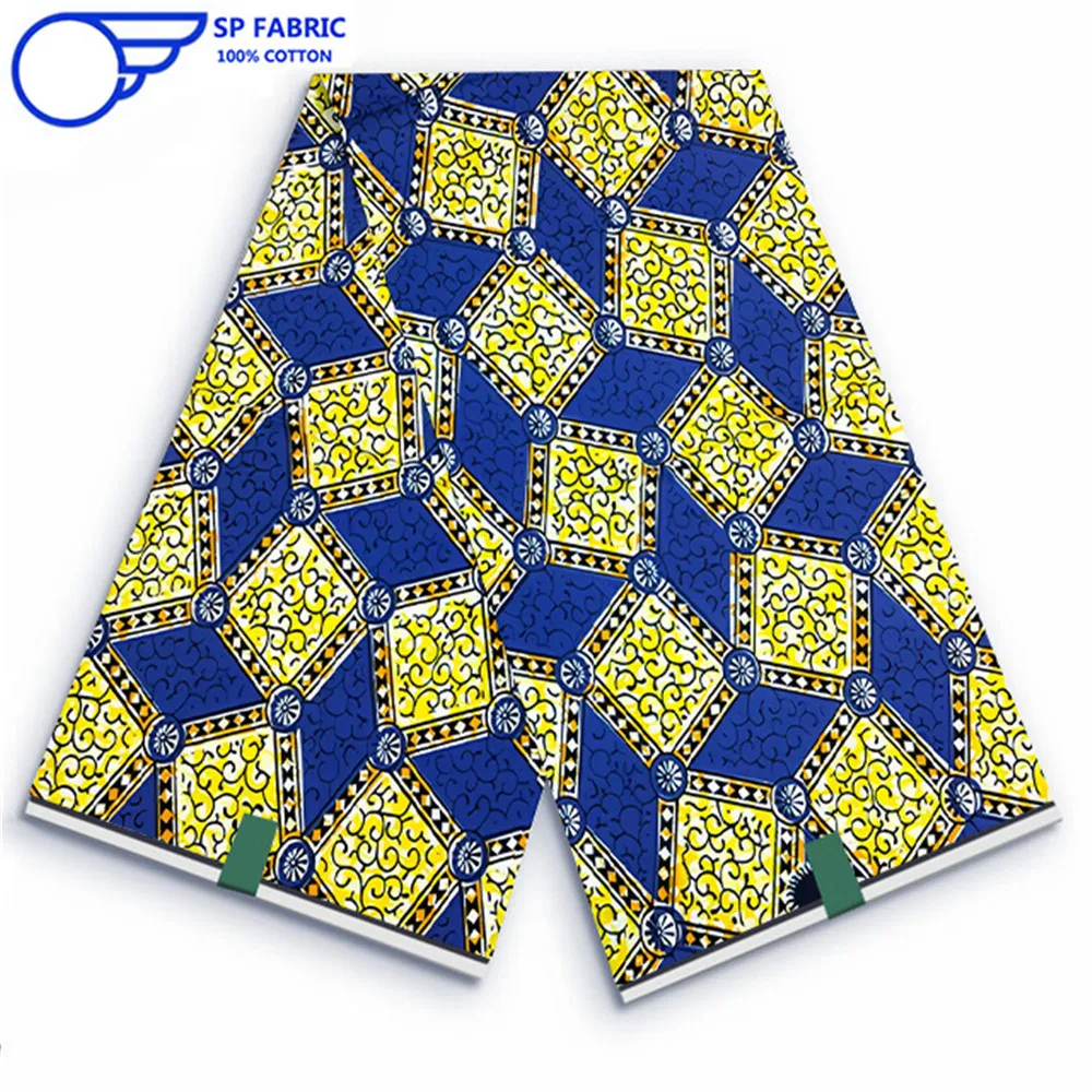 2023 Lastest Genuine Super African Fabric Wax Ankara Fabric Hollandais 100% Cotton Ankara Block Print Africa Dress 6 yards