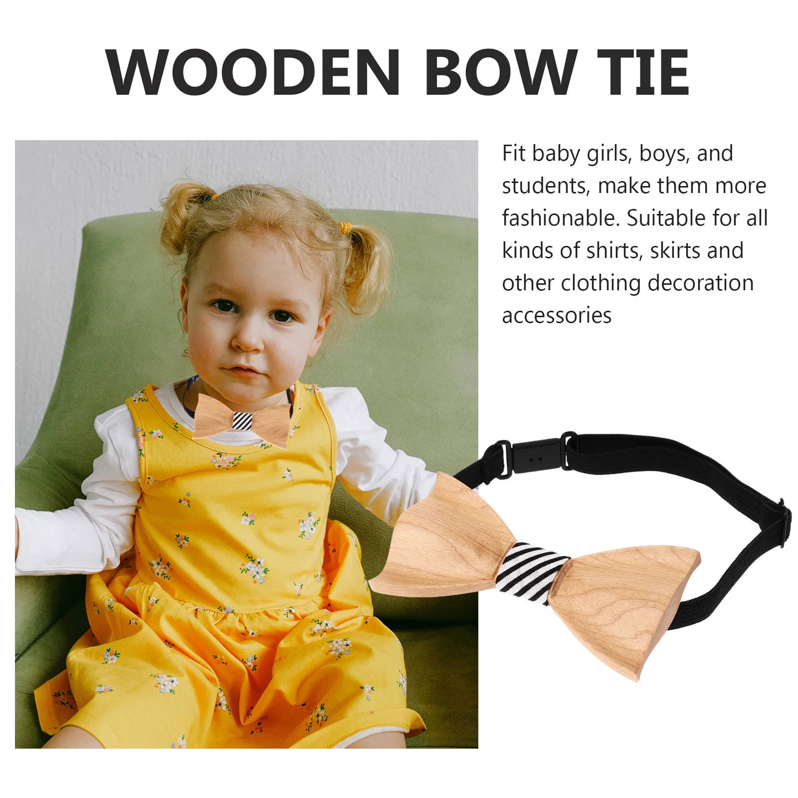 

1pc 3D Wooden Design Party Decoration Festival Accessory Elegant Shirt For Girls \ **Optimized Title (Character Count: