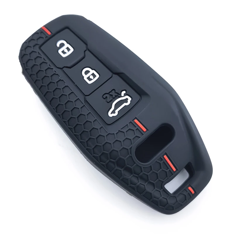 Silikon-Auto-Fernschlüsseletui für Audi A3 A5L Q6 A6L Q5 2025, Stil, 3 Tasten, Shell-Abdeckung mit Schlüsselanhänger, Fob-Halter, Zubehör