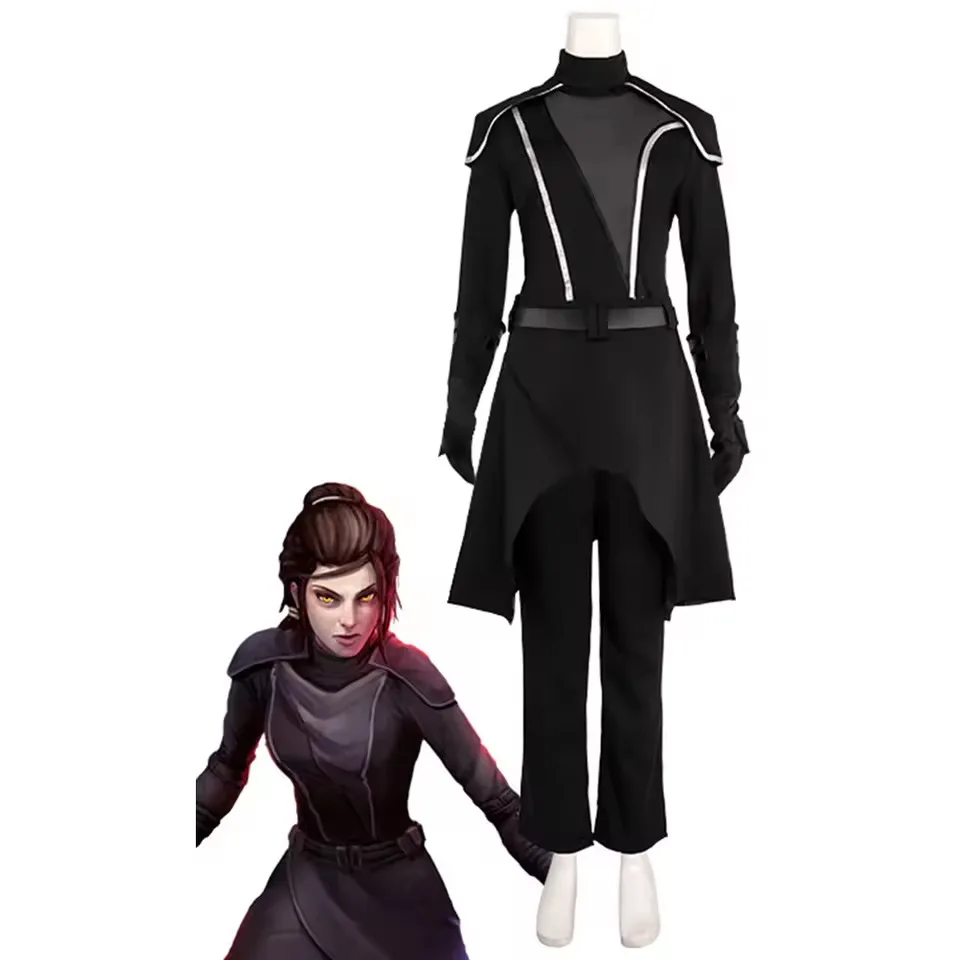 

SW Bastila Shan Cosplay Costume Top and Pants with Belt Halloween Masquerade Carnival Party Outfits for Women