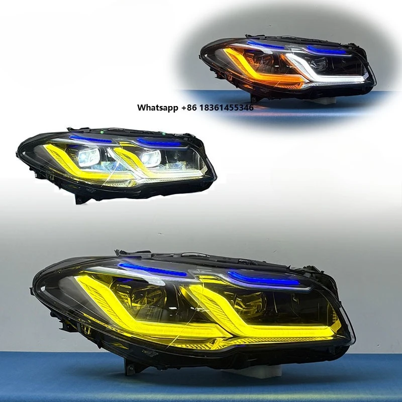 SJC Auto Car Parts Dual-colors Headlight Lighting System for  5 Series F10 F18 535Li Headlight 10-17 Yellow White DRL Switch