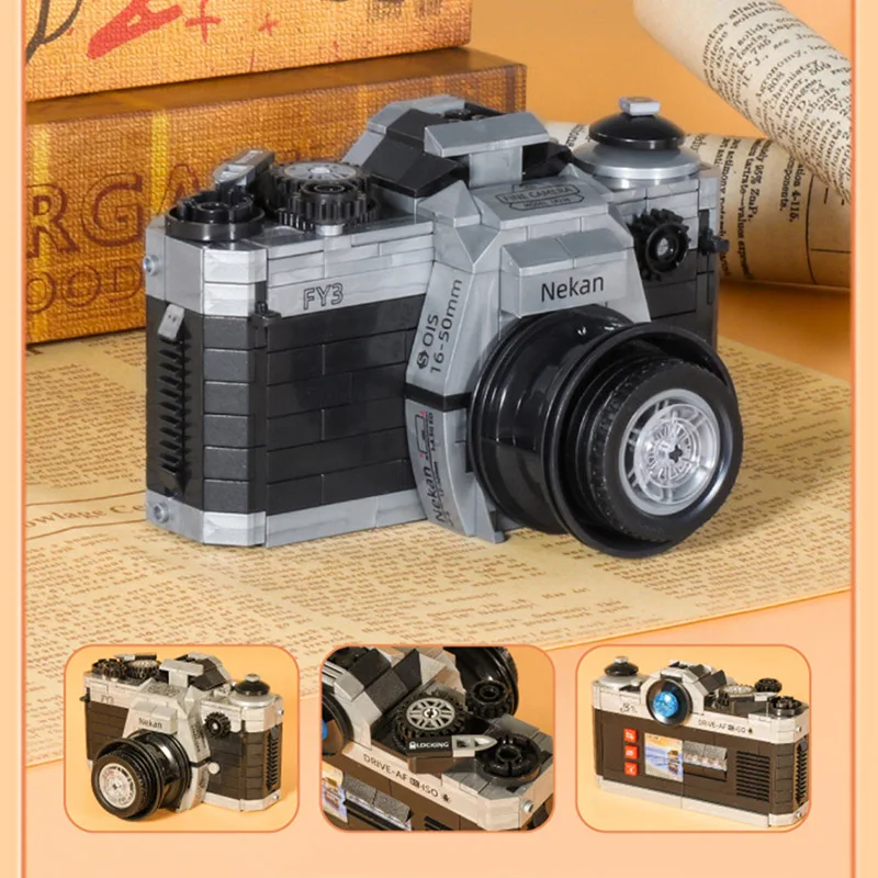 Sáng Tạo Mini Retro Máy Ảnh Kỹ Thuật Số Mô Hình Khối Xây Dựng Ý Tưởng Cổ Điển Polaroid Xây Dựng Gạch Giáo Dục Mộc Đồ Chơi Trẻ Em Quà Tặng