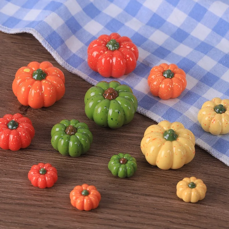 3pcs Mini Pumpkin Model Colorful Pumpkin Miniature Vegetable Food DIY Resin Accessory Halloween Decoration Scene Ornament
