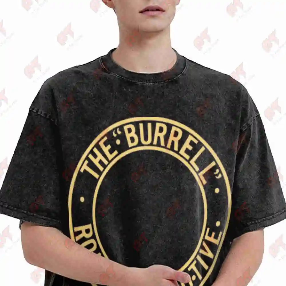 Burrell Traction Engine Live Steam Emblem Vintage Washed Tee Pure Cotton T-Shirt