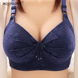 36-44 BC Large Size Bras Women Sexy Push Up Brassiere Wireless Bralette Tops Big Breast Seamless Mother Middle Aged Underwear