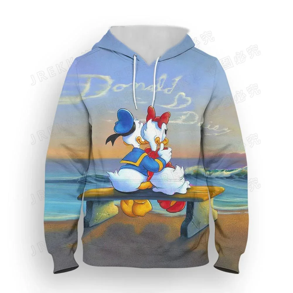 Disney Boys Girls Hoodies Donald Duck Men's Hoodies 3D Printing MINISO Pullover Oversized Men's Hoodies Fashion Men's Clothing