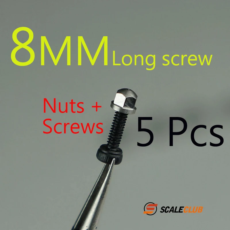 5 Pcs Scaleclub RC Wheel Rim Screws And Nuts 6mm 7mm 8mm Length For Tamiya Lesu 1/14 Tractor Truck Trailer Car Parts DIY Toys