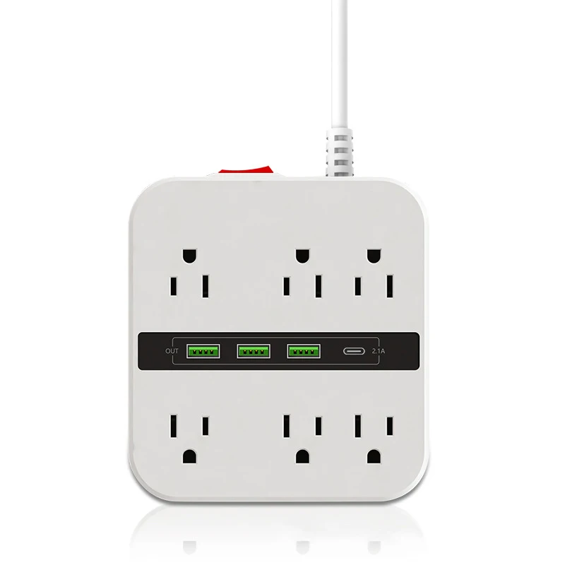 US Special Hole Wiring Socket Desktop Board Six-bit Power Strip with USB Perforated Socket