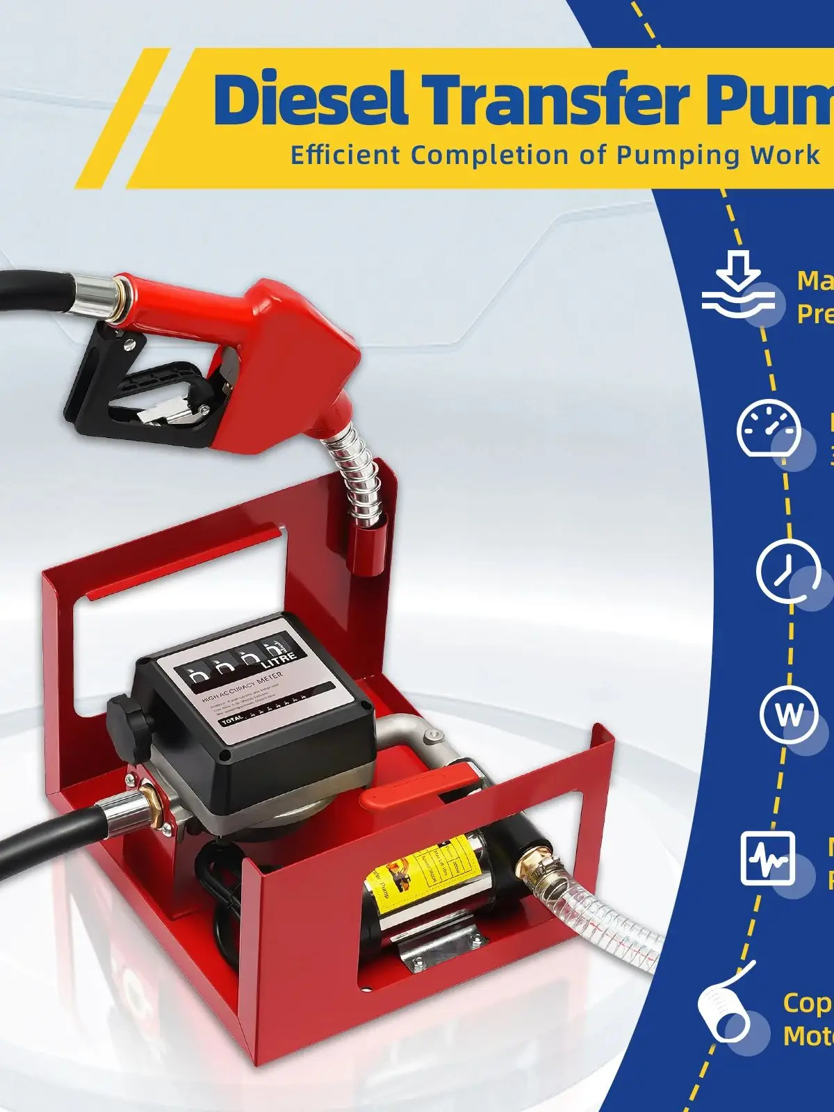 230V Diesel-Transferpumpe 3600 U/min 1690,9 oz/min Pumpe mit Einstellbarer Geschwindigkeit für Automobile, Bauernhöfe, Frachtschiffe