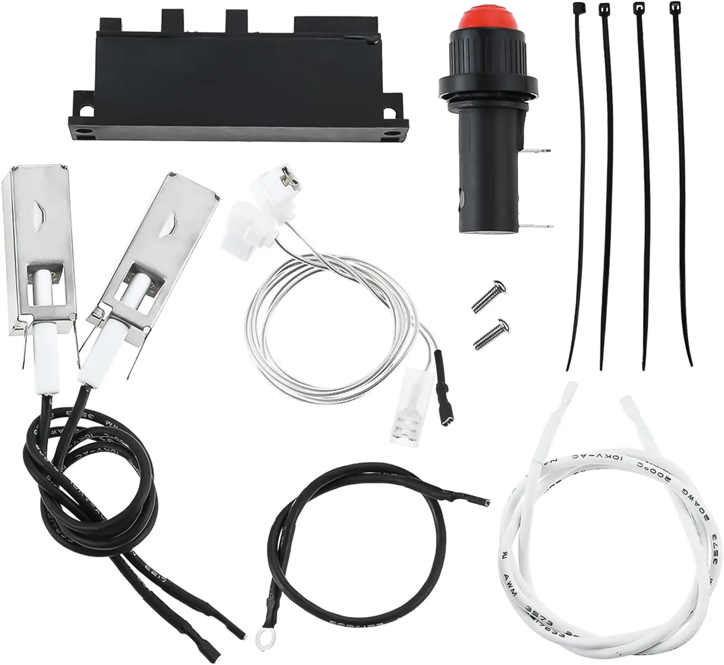 

42322 4 Burner Gas Grill Ignition Kit W/ Output Spark Generator Connecting Wire Electronic Igniter Push Button Screw