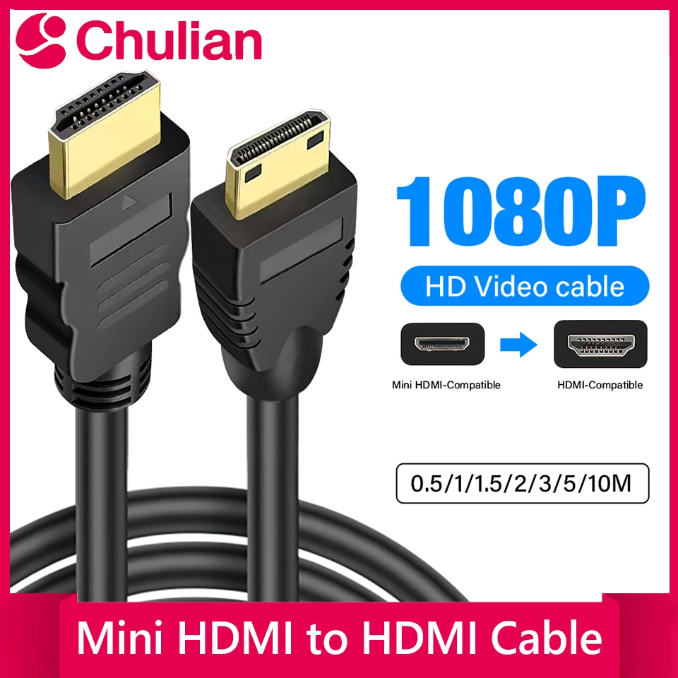 Cabo Mini HDMI para HDMI 1M 1.5M HD 4K 1080P Adaptador HDMI Macho para Macho para PC/TV/Monitor/Projetor/Câmera/DVD
