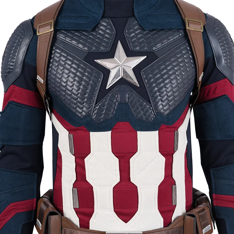 Marvel Cosplay Superhero Costume Captain America Steve Rogers Role-playing Clothing Halloween Carnival Outfit With Shoe Covers