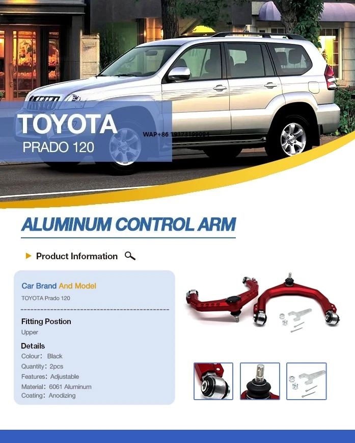 

High Quality 4WD Off Road Suspension Aluminium Adjustable Front Upper Control Arms for Prado 120