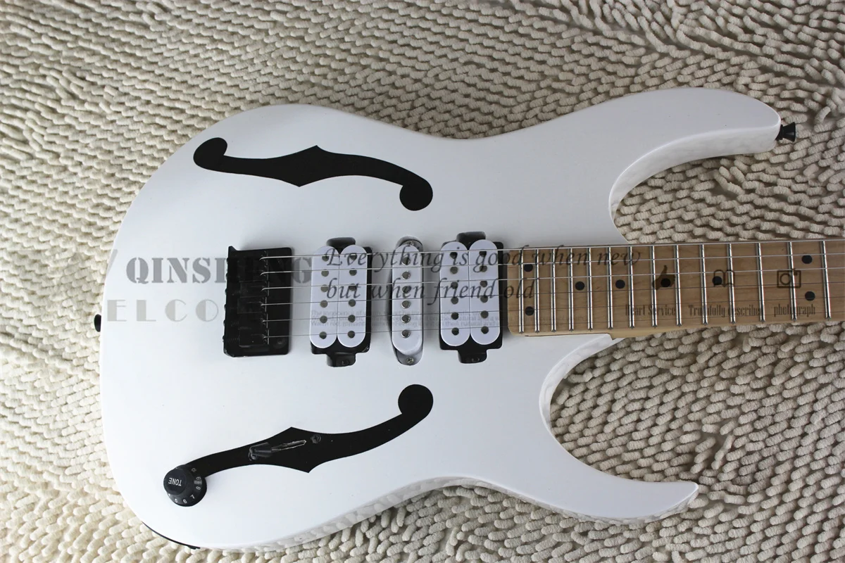 White electric guitar, PG guitar, HSH pickups, maple, rosewood fretboard，Fixed Bridge