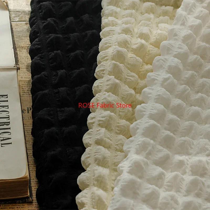 Grid shape embossed bubble elastic jacquard fabric square three-dimensional embossed cloth for Bridal Dress, Blouse, Skirt