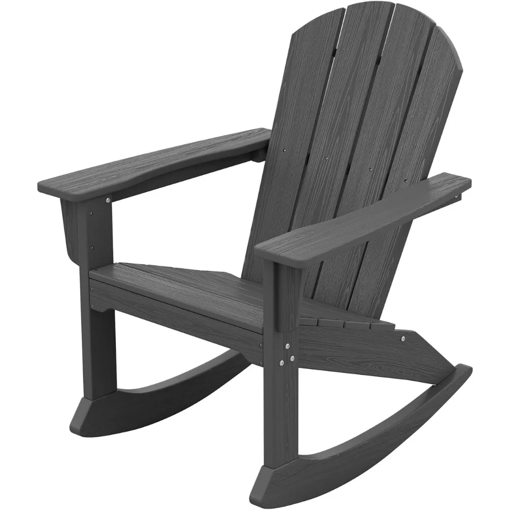 

Modern Rocking Adirondack Chair, HDPE All Weather Adirondack Rocker for Poolside, Lawn, Garden, Indoor, Outdoor, Grey