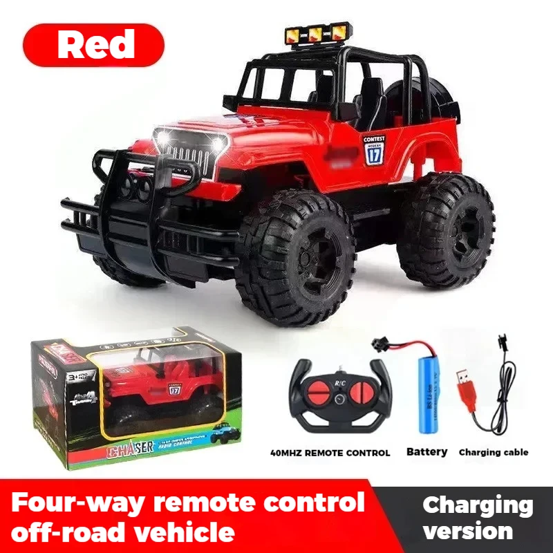 Voiture électrique télécommandée RC avec lumière LED aste pour enfants, tout-terrain, plastique, camion 4 roues motrices, jouet de simulation, dérive, cascade, cadeau