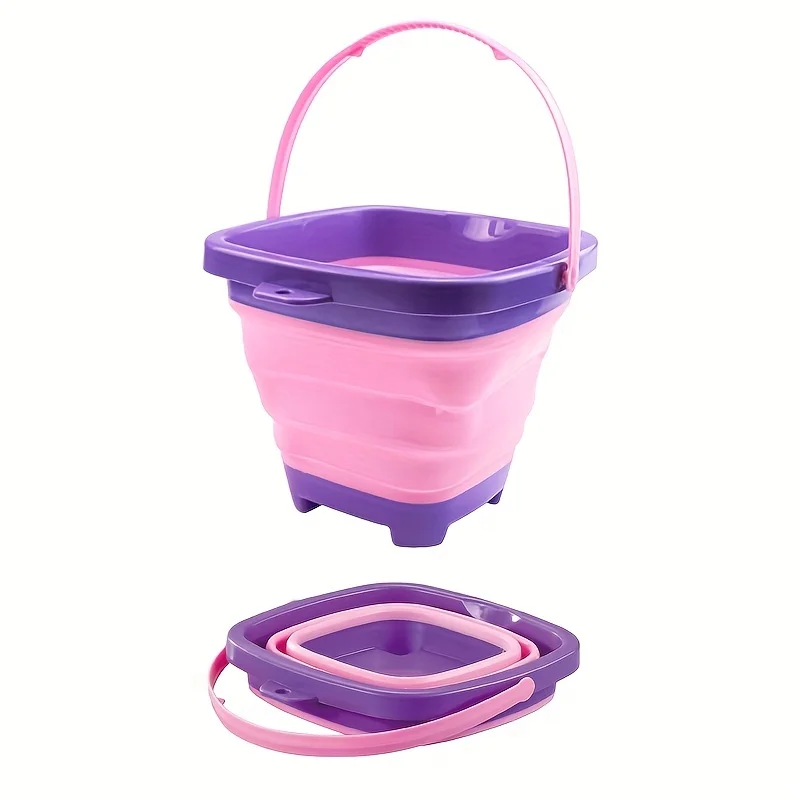 Foldable Beach Bucket Silicone Collapsible Toy Buckets for Kids for Summer Activities Camping Gear Travel Beach Sand Toys