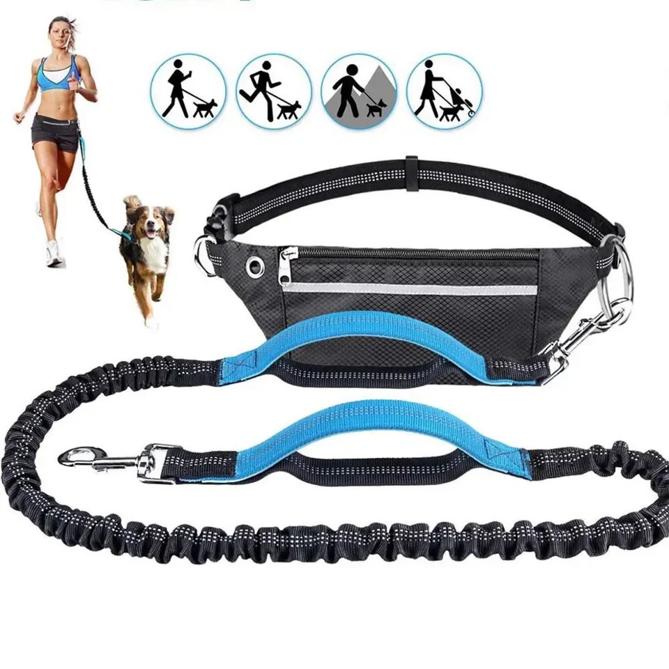 

Hand Free Retractable Reflective Dog Leash for Pet Walking, Running, Jogging, Adjustable Waist Belt, Chest Strap, Traction Rope