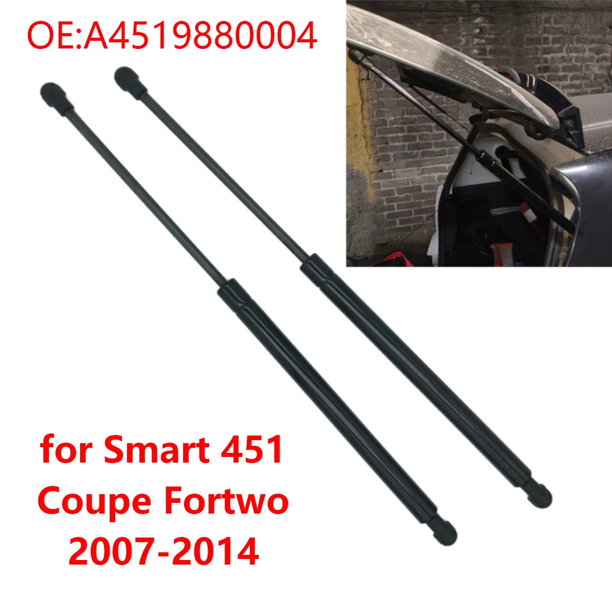 2Pcs A4519880004 for Smart Fortwo Coupe 451 2007-2014 Car Rear Boot Trunk Tailgate Gas Struts Lift Support Damper Shock Bars