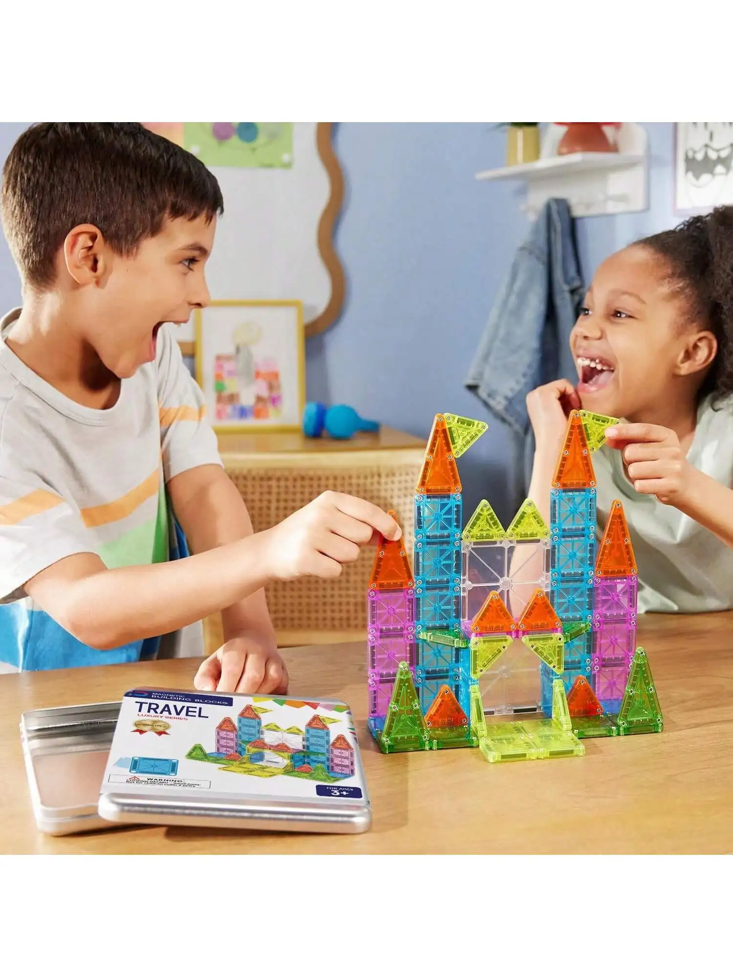 مجموعة ألعاب مكعبات بناء مغناطيسية مكونة من 26/55 قطعة، مناسبة لأعياد ميلاد الأولاد والبنات وعيد الميلاد والهالوين وهدايا السنة الجديدة