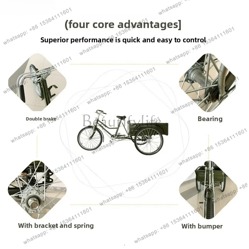 Medium-sized Cargo Long-legged Pedal Scooter for Delivery and Cargo Transport Three-wheeled Vehicle
