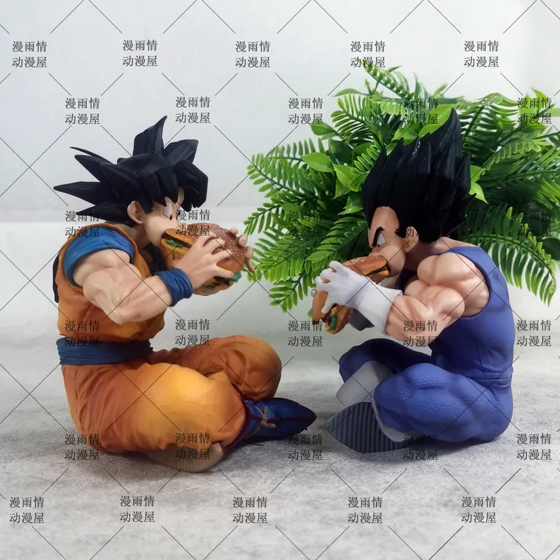 Anime Figure Goku Vegeta Eat Burger Statue Collectible Model Desktop Decoration Creative Gift For Anime Fans view 2