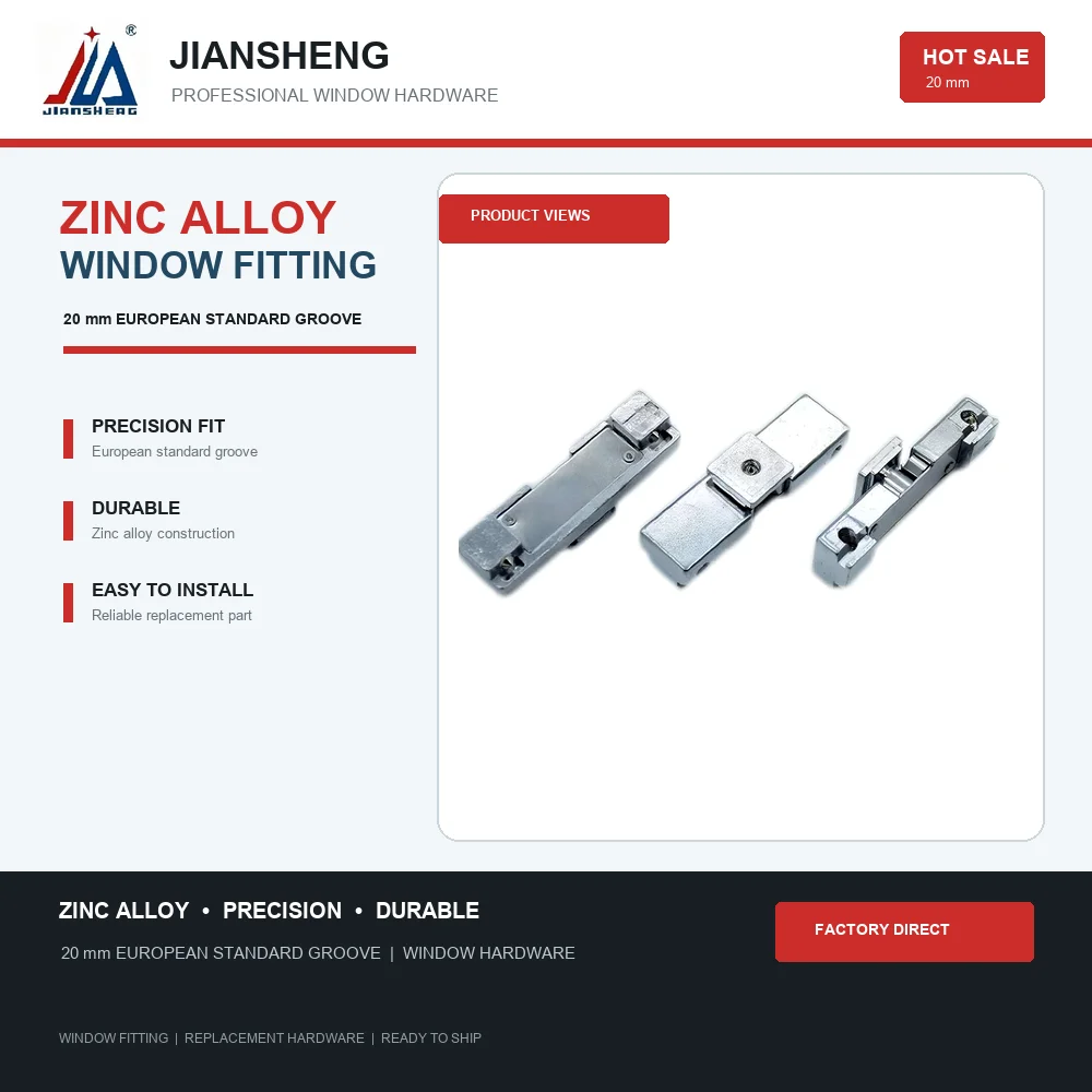 Zinc Alloy Casement Window Corner Lock, Euro Groove Clamp Latch, No-Drill Window Hardware, Model JS-AC801