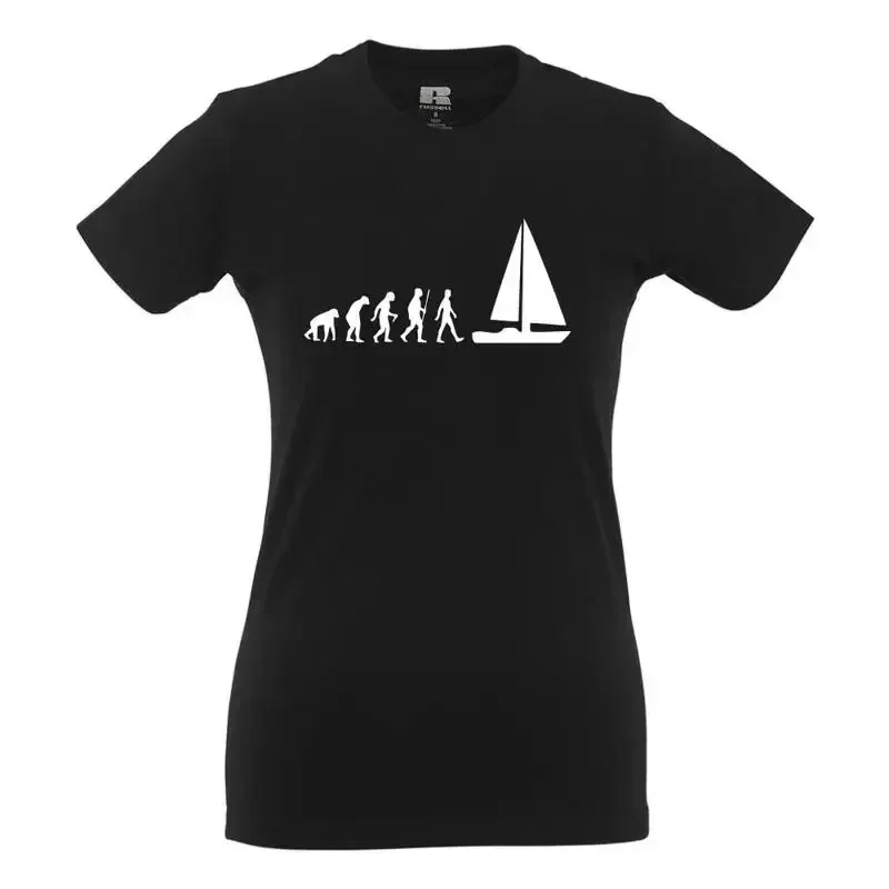 Evolution Sailboat Fun Funny Sayings Girlie Shirt