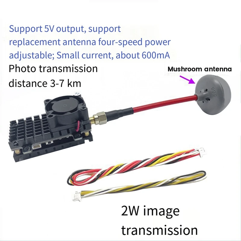 Ежедневный 5,8 ГГц 2 Вт FPV VTX-передатчик + антенна FPV 2000 МВт 48-канальный аудио-видео передатчик для RC FPV дрона дальнего действия