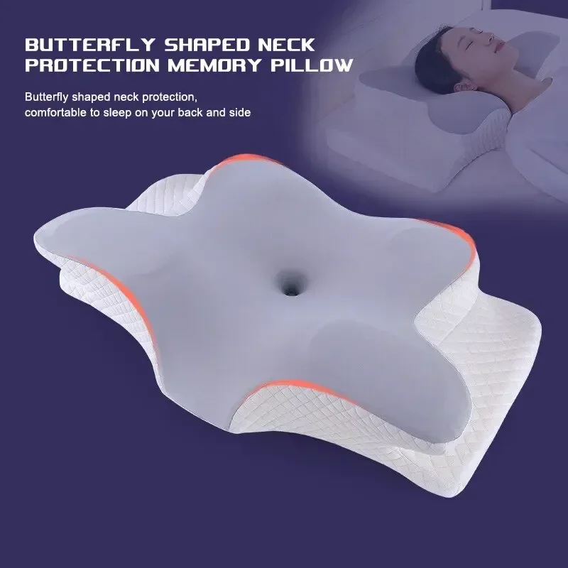 Pain Relief Sleeping Orthopedic Pillow Butterfly Shaped Pillows  Relaxing Cervical Slow Rebound Neck Pillow Beding Memory Foam