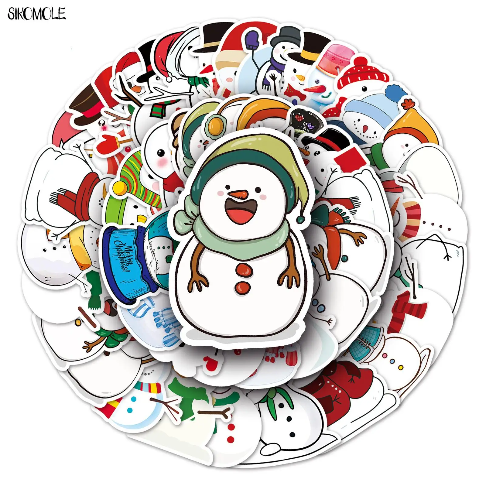 10/30/50pcs Christmas Snowman Stickers DIY Gift Kid Toys Laptop Suitcase Skateboard Phone Guitar Decal Graffiti Cartoon Sticker