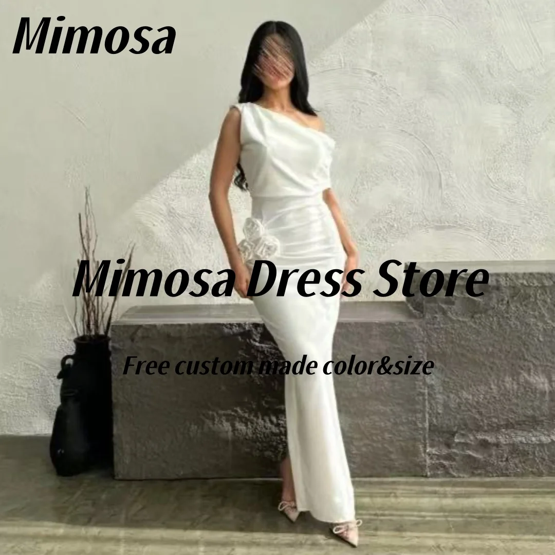 

Mimosa платья для выпускного вечера на одно плечо с цветами Vestidos Des Fiesta с разрезом сзади Саудовские женские вечерние платья по индивидуальному заказу