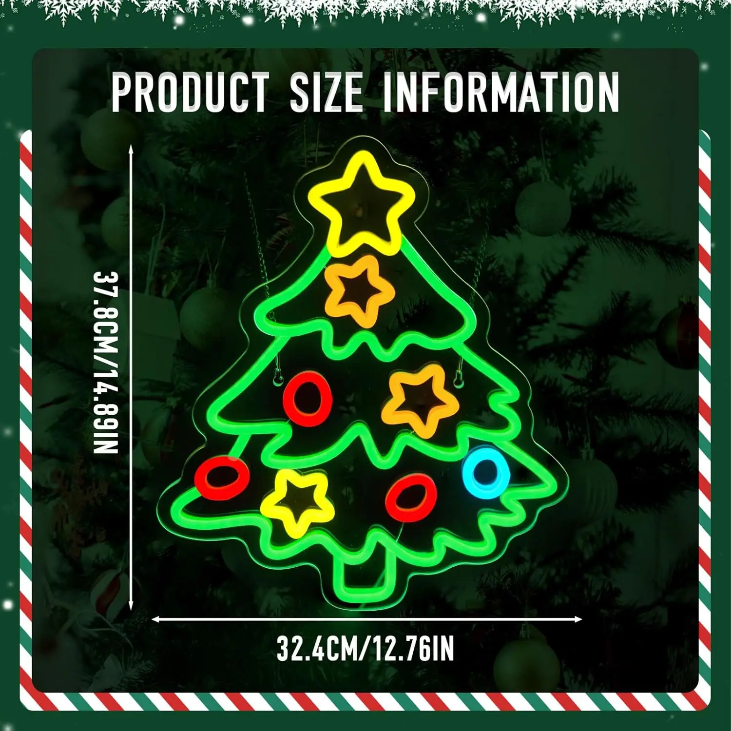 Christmas Tree Neon Signs Dimmable Christmas Led Light Sign Star for Holiday Party Home Bar Festival Wall Decor USB Powered