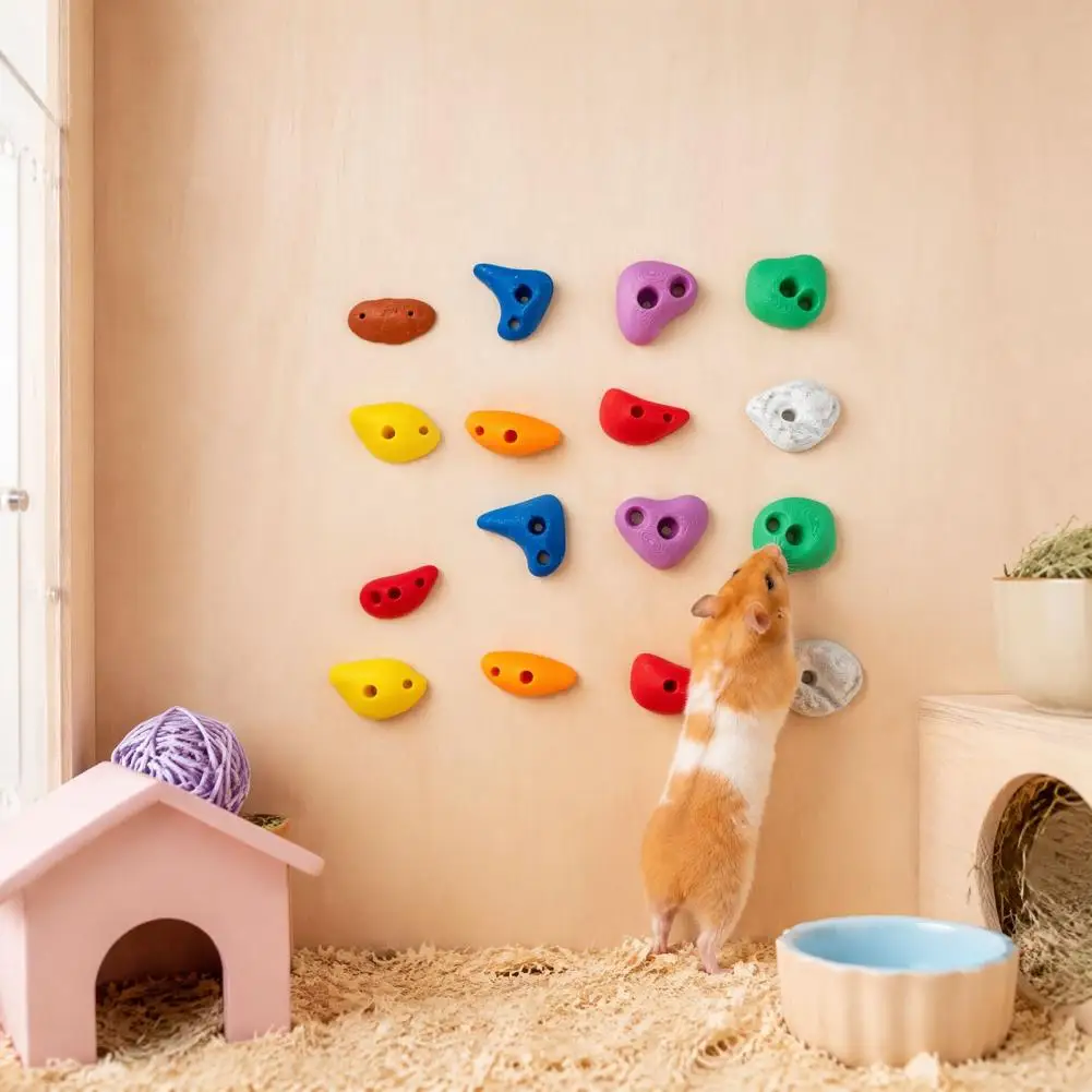 16 Peças de Brinquedos de Escalada para Hamsters, Suportes Coloridos para Escalada em Parede com Adesivo, Acessórios para Gaiolas de Pequenos Animais para Hamsters Anões