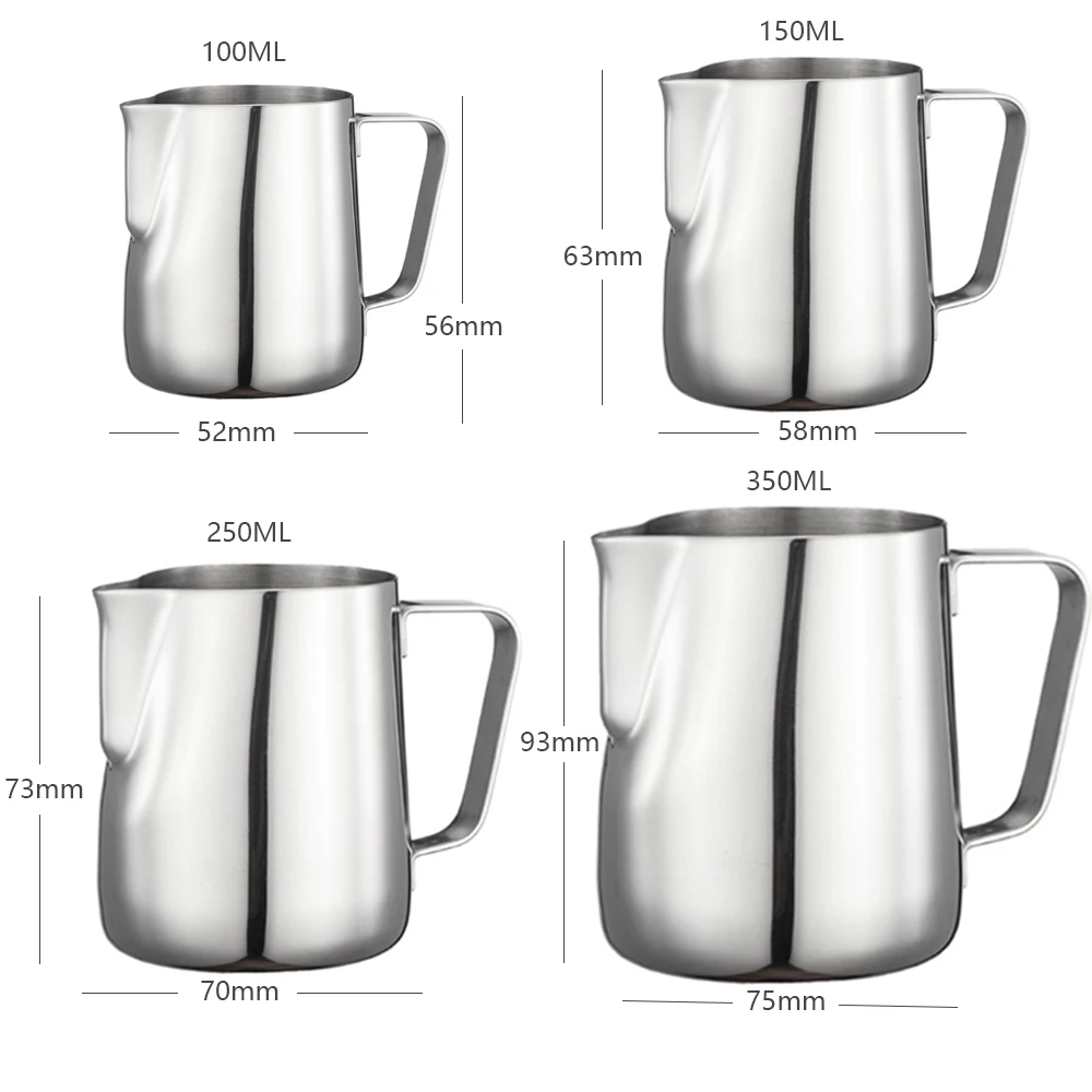 YouMi 100/150/250/350/600/1000ML 304 Stainless Steel Latte Espresso Coffee Milk Frothing Jug Coffee Pitcher