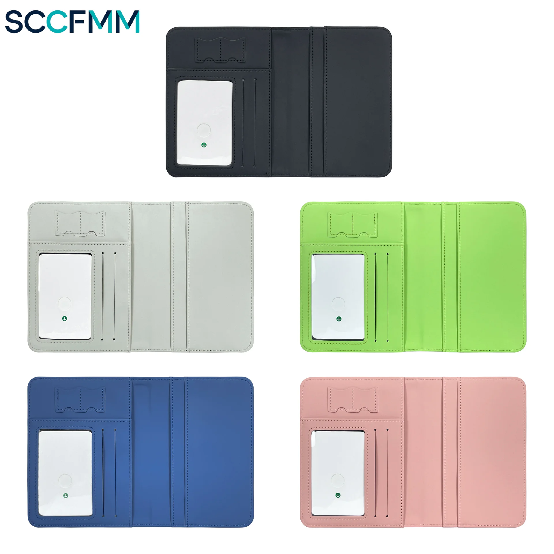 SCCFMM 10Pcs New PU Thermal Transfer Sublimation Blank Passport Holder, Geometric Pattern Large Capacity Multi Card Slots Travel