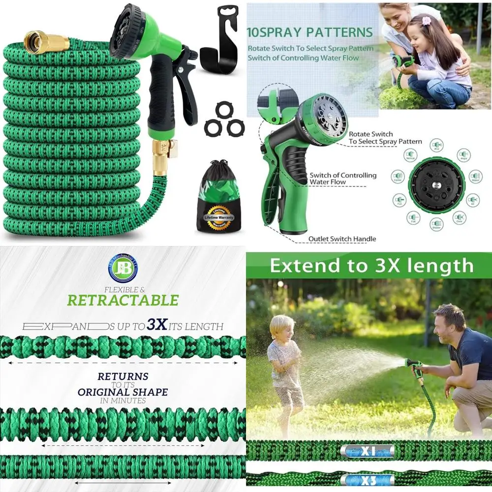

Expandable Garden Hose 75ft Heavy Duty 3750D 4-Layer Latex Core Extra Strong with Holder - Superior Strength for Outdoor Use
